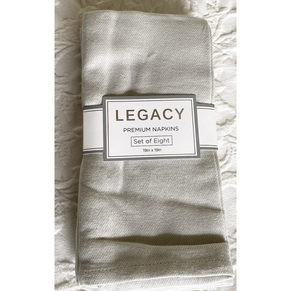 100% Cotton Legacy Premium Dinner Napkins Set of 8 19" X‎ 19" Light Gray Classic